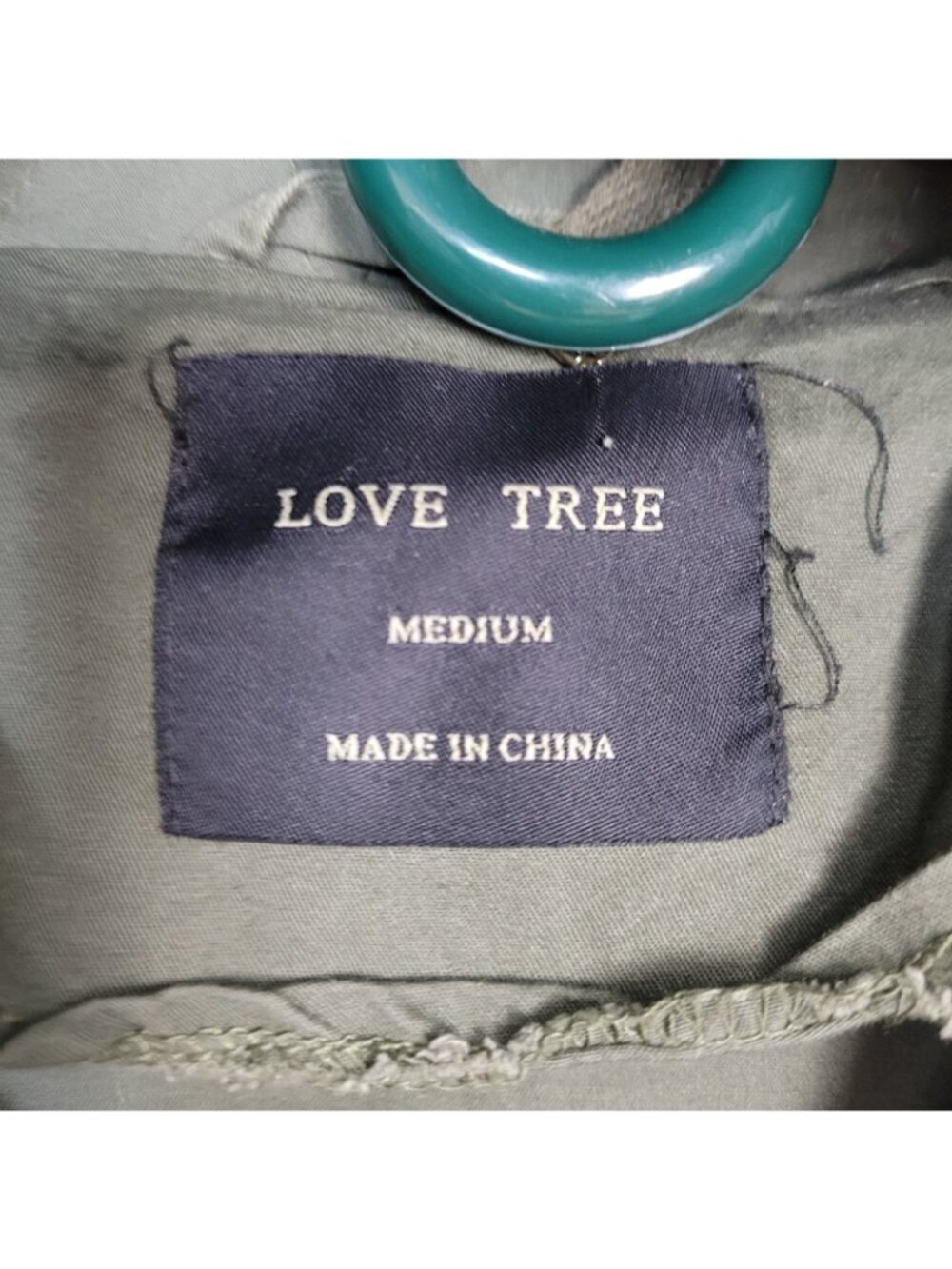 Love Tree Green Military Style Utility Jacket Chore Work Zip & Snap Closure Med - Picture 5 of 10